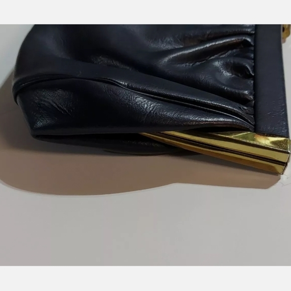COPY - Vintage Clutch Purse Handbag  Navy Blue Formal Gold Clasp small evening … - Picture 2 of 5